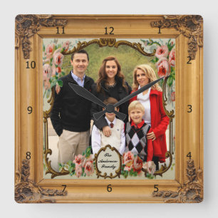 HORLOGE CARRÉE ADD PHOTO WOOD FRAME  SQUARE WALL CLOCK