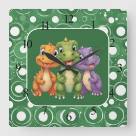 Horloge Carrée Adorable Baby Dinosaur's Party