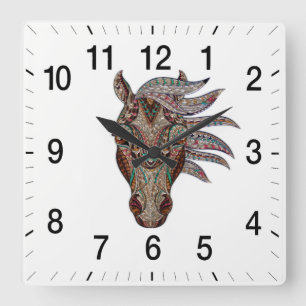 Horloge Carrée Adorable pfergekopf  metallized horse head