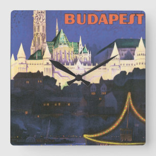 Horloge Carrée Affiche de Budapest