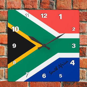 Horloge Carrée Afrique du Sud Horloge, maison patriotique, drapea