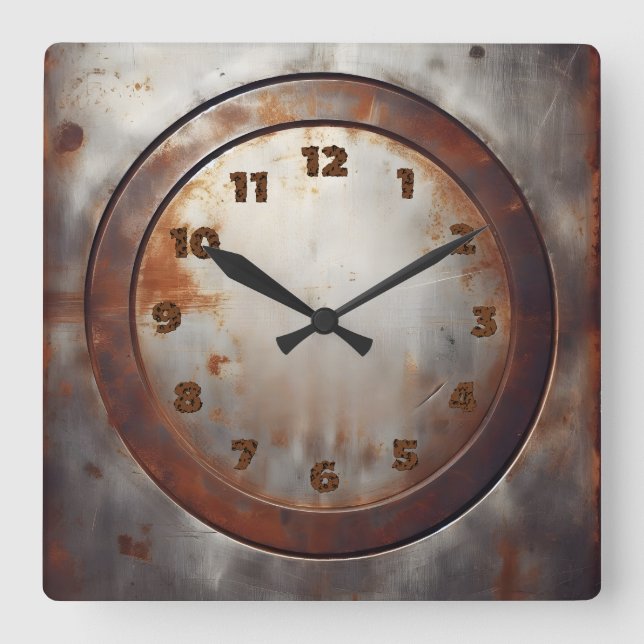 Horloge Carrée aged steel  (Recto)