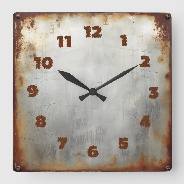 Horloge Carrée aged steel plate (Recto)