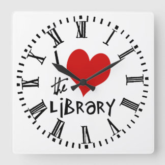 Horloge Carrée Aimer la bibliothèque