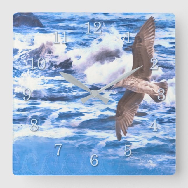 HORLOGE CARRÉE AIRE DE JEUX DE L'OCÉAN DE SEAGULL (Recto)