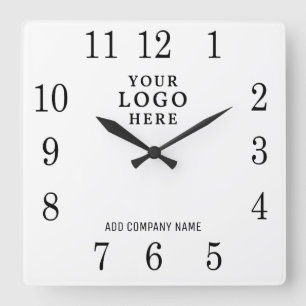Horloge Carrée Ajouter un logo d'entreprise Nom de l'entreprise P