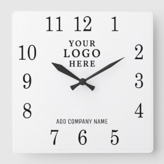 Horloge Carrée Ajouter un logo d'entreprise Nom de l'entreprise P
