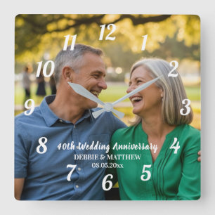 Horloge Carrée Ajoutez votre propre photo de couple 40e anniversa