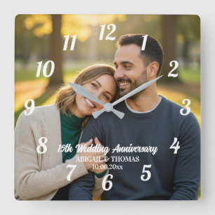 Horloge Carrée Ajoutez votre propre photo de couple pour le 15e a