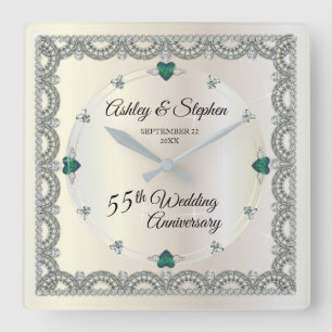 Horloge Carrée Alexandrite   55e anniversaire du Mariage Diamonds