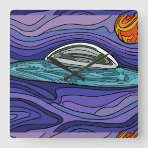 Horloge Carrée Alien UFO de vaisseau spatial paranormal UAP