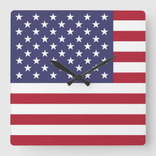 Horloge Carrée American United States USA Flag