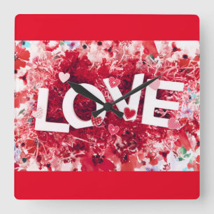 HORLOGE CARRÉE **AMOUR AMOUR AMOUR** FERMER
