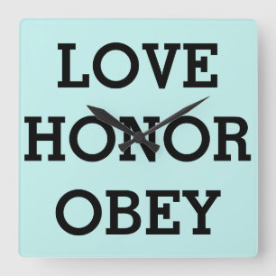 Horloge Carrée AMOUR HONNEUR OBEY Horloges, Cadeaux de mariage Mu