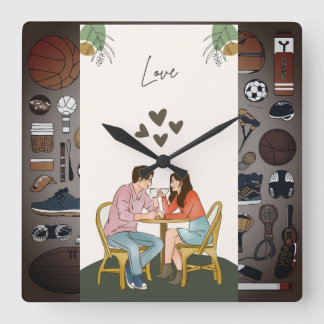 Horloge Carrée "Amour intemporel : Le Montre de Couple"