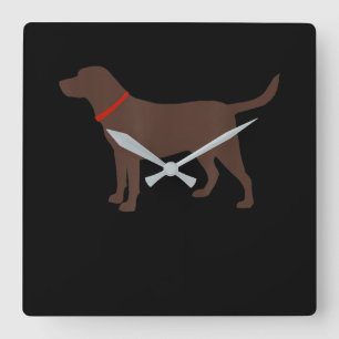 Horloge Carrée Amoureux des chiens Chocolat Labrador Chien Silh