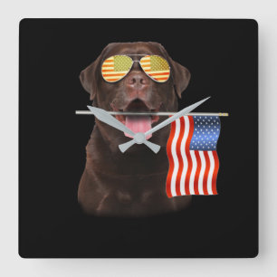 Horloge Carrée Amoureux des chiens Chocolat Labrador USA Americ