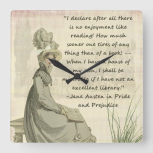 Horloge Carrée Amoureux des livres de Jane Austen