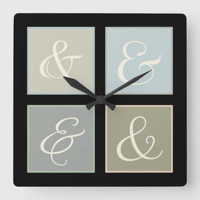 Horloge Carrée Ampersand Carré (Recto)