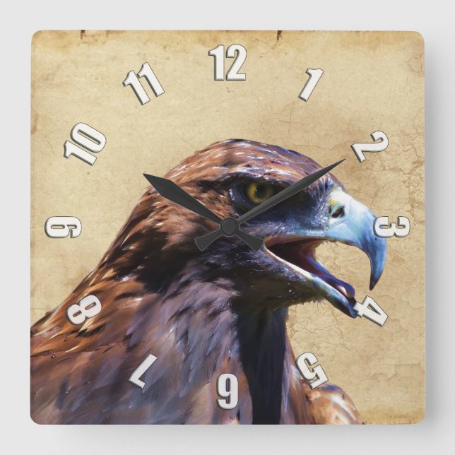 Horloge Carrée Amusants Bald Eagle Mauvaise Attitude Faune (Recto)