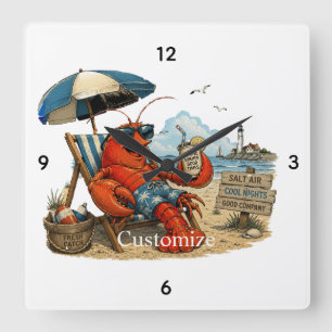 Horloge Carrée Amusement d'été Homard du Maine Thunder_Cove