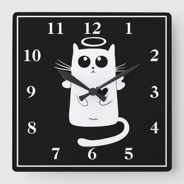 Horloge Carrée Angel Chat (Recto)