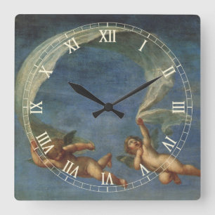 Horloge Carrée Anges Détail d'Adonis conduit par des Cupidons par