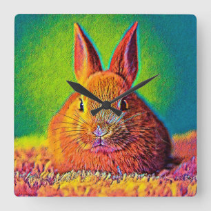 Horloge Carrée AnimalColor_Rabbit_07