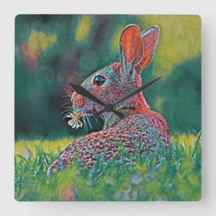 Horloge Carrée AnimalMix_Rabbit_048