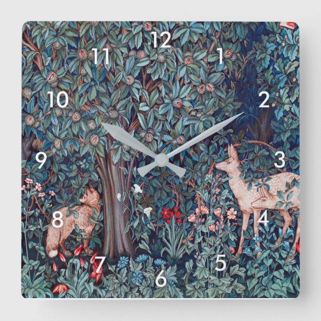 Horloge Carrée Animals dans The Forest, William Morris (Recto)