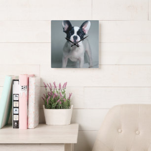 Horloge Carrée Animaux de bébés cutest   French Bulldog Puppy
