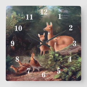 Horloge Carrée Animaux des forêts