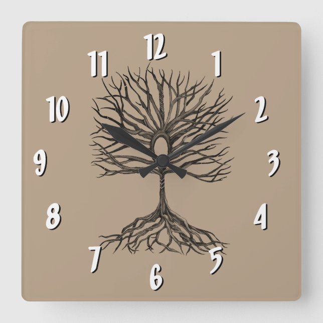 Horloge Carrée Ankh Arbre de vie (Recto)
