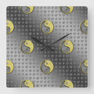 Horloge Carrée Année du Lapin de Métal