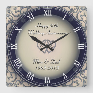 Horloge Carrée Anniversaire du Mariage ornemental