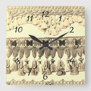 Horloge Carrée Antique tassel et lace tribal