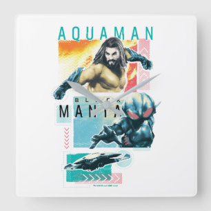 Horloge Carrée Aquaman   Aquaman moderniste et graphique noir de