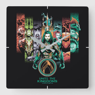 Horloge Carrée Aquaman Graphique d'Atlanteans "Unite The Kingdo