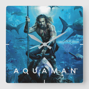 Horloge Carrée Aquaman   Prince Orin avec animaux aquatiques