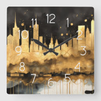 Aquarelle Abstraite Peinture Gold Cityscape