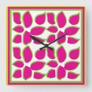 Horloge Carrée Aquarelle Floral Abstrait