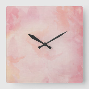 Horloge Carrée Aquarelle rose