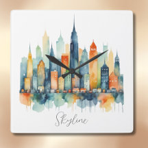 Aquarelle Ville Skyline Cool moderne Urban Graphis