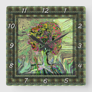 Horloge Carrée Arbre de la vie vivant paisible
