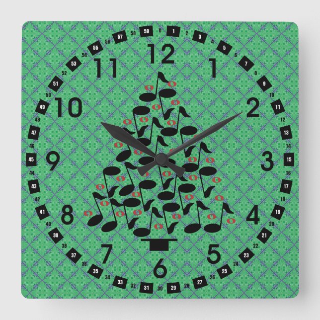 Horloge Carrée Arbre de Noël musical (Recto)