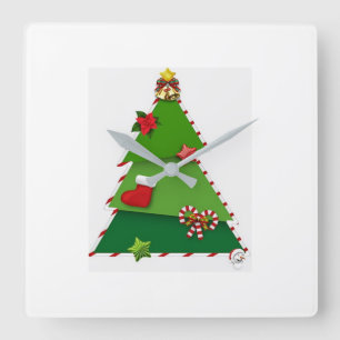 HORLOGE CARRÉE **ARBRE DE TRAVAIL DE NOËL CUT** FERMER