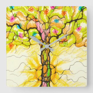 Horloge Carrée Arbre printanier