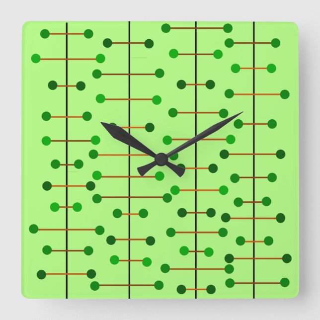 Horloge Carrée Arbres atomiques (Recto)