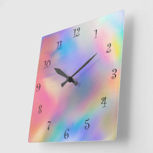 Horloge Carrée Arc-en-ciel coloré moderne Galaxie dégradante Ocea