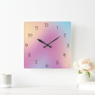 Horloge Carrée Arc-en-ciel coloré moderne Galaxie dégradante Ocea